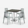 Ensemble Table Noir 90x90cm Horeca 4 Chaises Bar Restaurant Cuisine Dustin Black 