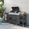 Barbecue à gaz en inox 4 + 1 brûleurs avec évier et étagères Tartara Vente