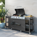RVS gas barbecue buitenkeuken met 4 + 1 branders, spoelbak en planken Tartara Aanbod