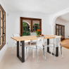 Ensemble Table À Manger 160x80cm 4 Chaises Transparentes Design Industriel Hilton Vente
