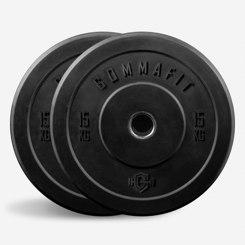 Training 2 rubberen schijven gewichten van 15 kg olympische halter gym