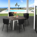 Industriële set met vierkante tafel 80x80 cm en 4 stoelen Anvil Light Voorraad