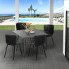 Industriële set met 4 stoelen en vierkante tafel 80x80 cm Wrench Voorraad