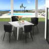 Industriële set met 4 stoelen en vierkante tafel 80x80 cm Wrench Light Voorraad