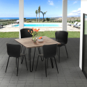 Vierkante tafel set 80x80cm 4 stoelen hout metaal industriële stijl Claw Voorraad