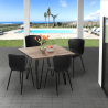 Vierkante tafel set 80x80cm 4 stoelen hout metaal industriële stijl Claw Voorraad