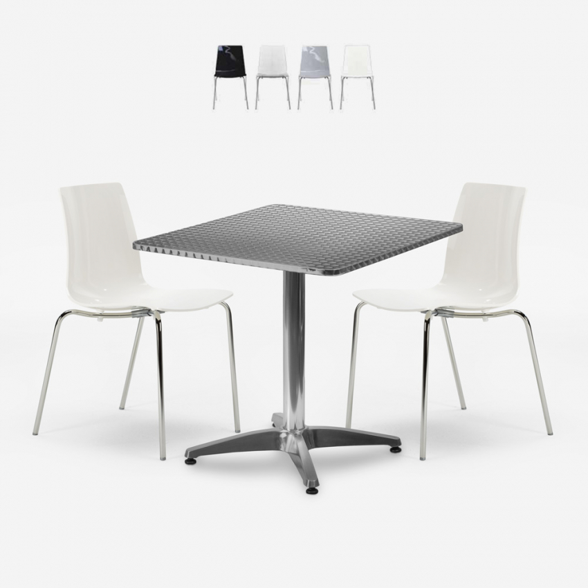 Ensemble table carrée pliante 70x70cm acier 2 chaises extérieur Mores Promotion Ensemble table carrée pliante 70x70cm acier 2 chaises extérieur Mores Promotion