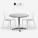 Ensemble d'extérieur 2 chaises design moderne table ronde 70 cm acier Remos Remises