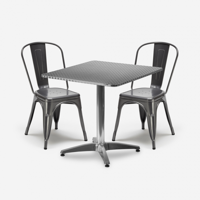 ensemble 2 chaises style industriel table carrée acier 70x70cm caelum Promotion ensemble 2 chaises style industriel table carrée acier 70x70cm caelum Promotion