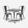 set van 2 industriële stoelen met vierkante tafel van staal 70x70cm caelum Aanbieding