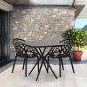  Set met vierkante zwarte tafel 70x70 cm en 2 design stoelen Moai Black Korting