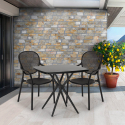 Set met 2 design stoelen en vierkante zwarte tafel 70x70 cm voor binnen en buiten Lavett Dark Voorraad