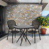 Set met 2 design stoelen en vierkante zwarte tafel 70x70 cm voor binnen en buiten Lavett Dark Voorraad
