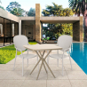 Set met 2 design stoelen en vierkante beige tafel 70x70 cm voor binnen en buiten Lavett Voorraad