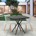 Set van 2 moderne design stoelen en vierkante zwarte tafel 70x70 cm Roslin Black Model