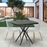 Set van 2 moderne design stoelen en vierkante zwarte tafel 70x70 cm Roslin Black Model