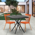 Table carrée noire 70x70 + 2 chaises design moderne Roslin Black Modèle