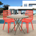 Ensemble 2 Chaises Design Moderne Table Ronde Beige 80cm Extérieur Jardin Cuisine Restaurant Bardus Modèle