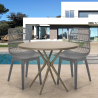 Set 2 stoelen modern design ronde tafel beige 80x80cm outdoor Bardus Afmetingen