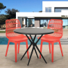 Set met 2 modern design stoelen en ronde zwarte tafel 80x80 cm Bardus Dark Afmetingen