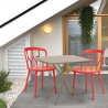 Polypropyleen set met 2 design stoelen en vierkante beige tafel 70x70 cm Saiku Korting