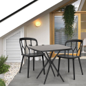 Ensemble Table Carrée Noire 70x70cm et 2 Chaises Extérieur Jardin Restaurant Bar Design Saiku Dark Remises