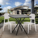 Moderne set met zwarte vierkante tafel 70x70 cm 2 design stoelen Wade Black Prijs