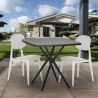 Moderne set met zwarte vierkante tafel 70x70 cm 2 design stoelen Wade Black Prijs