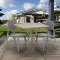 Moderne beige vierkante tafel set 70x70cm 2 stoelen design Wade Korting