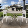 Set met beige ronde tafel 80 cm en 2 design stoelen Berel  Verkoop