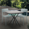 Ensemble Table Carrée 70x70cm Noire et 2 Chaises Extérieur Design pour jardin bar restaurant Regas Dark 