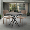 Ensemble Table Ronde Noire 80cm et 2 Chaises Design Moderne pour Jardin Bar Restaurant Ipsum Dark Modèle