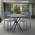 Set met 2 stoelen en vierkante zwarte tafel 70x70 cm in modern design Larum Dark Verkoop