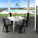 Set met vierkante tafel en 4 metalen stoelen in industriële stijl Harlem Aankoop