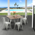 Set met vierkante tafel en 4 metalen stoelen in industriële stijl Bay Bridge Aankoop