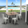Set met vierkante tafel en 4 metalen stoelen in industriële stijl Bay Bridge Aankoop