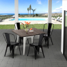 Set met vierkante tafel en 4 metalen stoelen in industriële stijl Midtown Aankoop