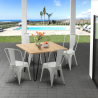 Set met vierkante tafel en 4 metalen stoelen in industriële stijl Tribeca Keuze