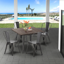 Set met vierkante tafel en 4 metalen stoelen in industriële stijl Jamaica  Verkoop