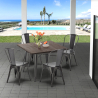 Set met vierkante tafel en 4 metalen stoelen in industriële stijl Jamaica  Verkoop