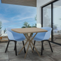 Table beige carrée 70x70 + 2 chaises modernes Navan Modèle