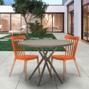 Table design ronde beige 80 cm + 2 chaises design Eskil Prix
