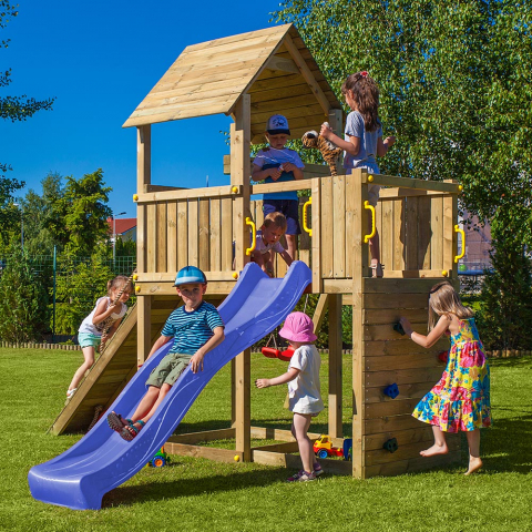 Aire de jeux extérieure en bois pour enfants avec toboggan balançoire escalade Carol-3 Promotion