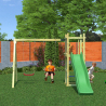 Aire de jeux extérieure pour enfants toboggan double balançoire et mur d'escalade Funny-3 DS Modèle