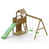 Aire de jeux Tourelle avec toboggan balançoires bac à sable enfants bois Boomer Offre
