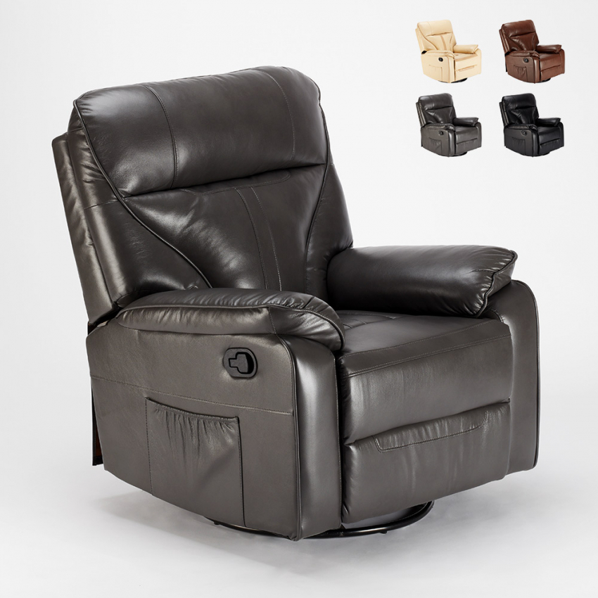 Fauteuil relax inclinable à bascule et pivotant en similicuir Sissi Dimensions