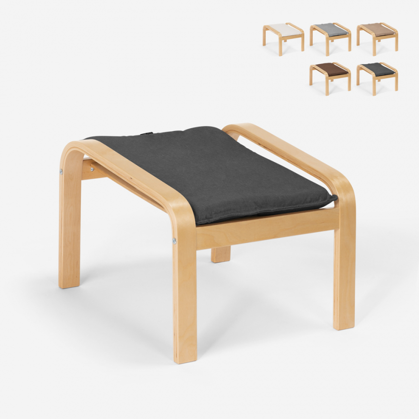 Scandinavisch design poef voetenbank stof en houten poten Sylt Aanbieding Scandinavisch design poef voetenbank stof en houten poten Sylt Aanbieding