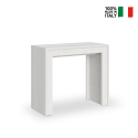Console extensible 90x42-302cm table de salle à manger en bois blanc Mia Vente