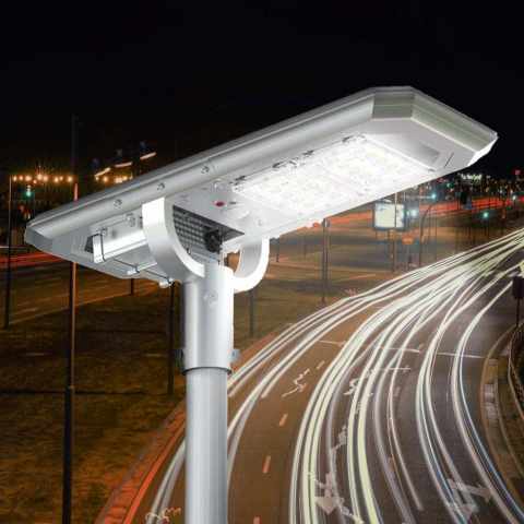 Lampadaire Led à Énergie Solaire avec Panneau Solaire et Capteurs pour la Route Place Stationnements Atlas