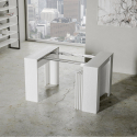 Console extensible 90x48-296 cm table de salle à manger en bois blanc Venus Remises